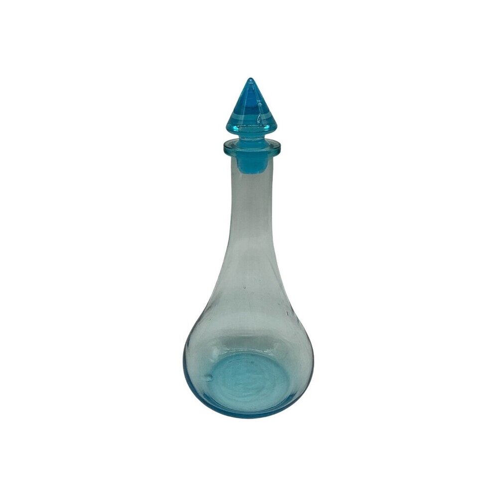 Pier 1 Empoli Blue Genie Bottle Decanter with Original Stopper Vintage Collectib